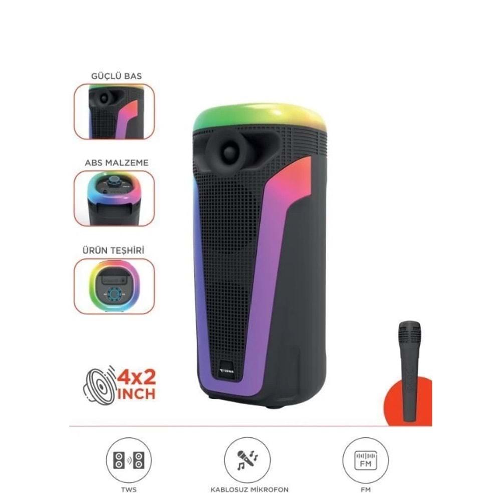 Torima D69 Siyah RGB Ledli Taşınabilir Bluetooth Hoparlör Parti Speaker