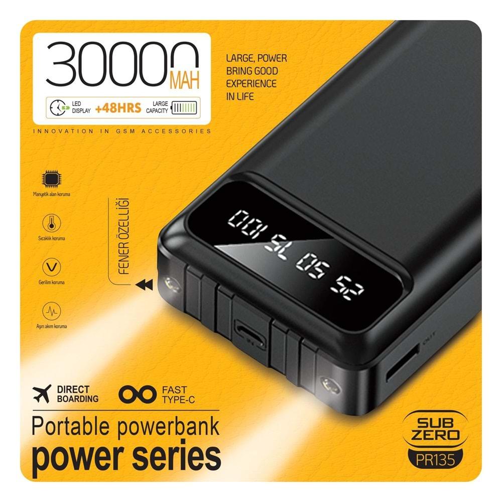 Subzero PR135 30.000 Mah Kablolu Fenerli Powerbank