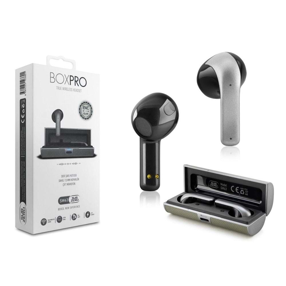 Subzero SW63 Box Pro Deri kutu/Dahili Hoparlör/Çift Mikrofon Bluetooh Kulaklık
