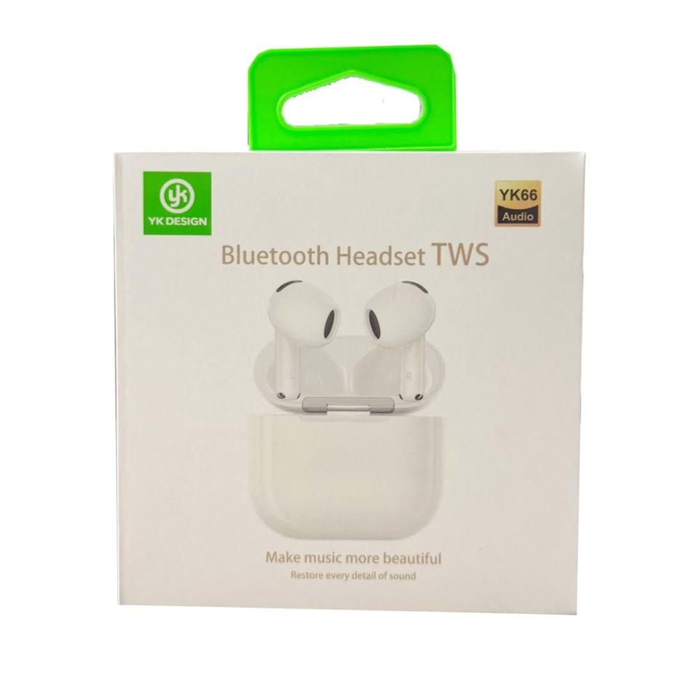 Yk desıgn YK66 Yeni Nesil Beyaz Bluetooth Kulaklık