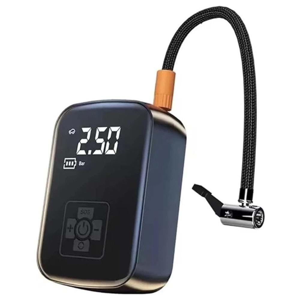 Yk desıgn WY-006 Taşınabilir Akıllı Kablosuz Hava Kompresörü - Dijital Ekranlı Şarj Edilebilir Lastik Şişirme Pompası