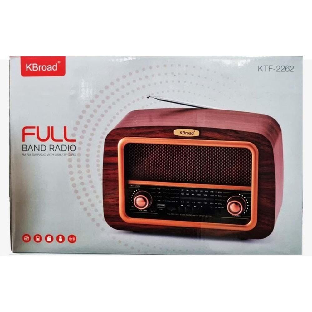 KTF-2262 Işıklı Bluetooth-USB-SD-FM Şarjlı/ Ledli Nostaljik Radyo