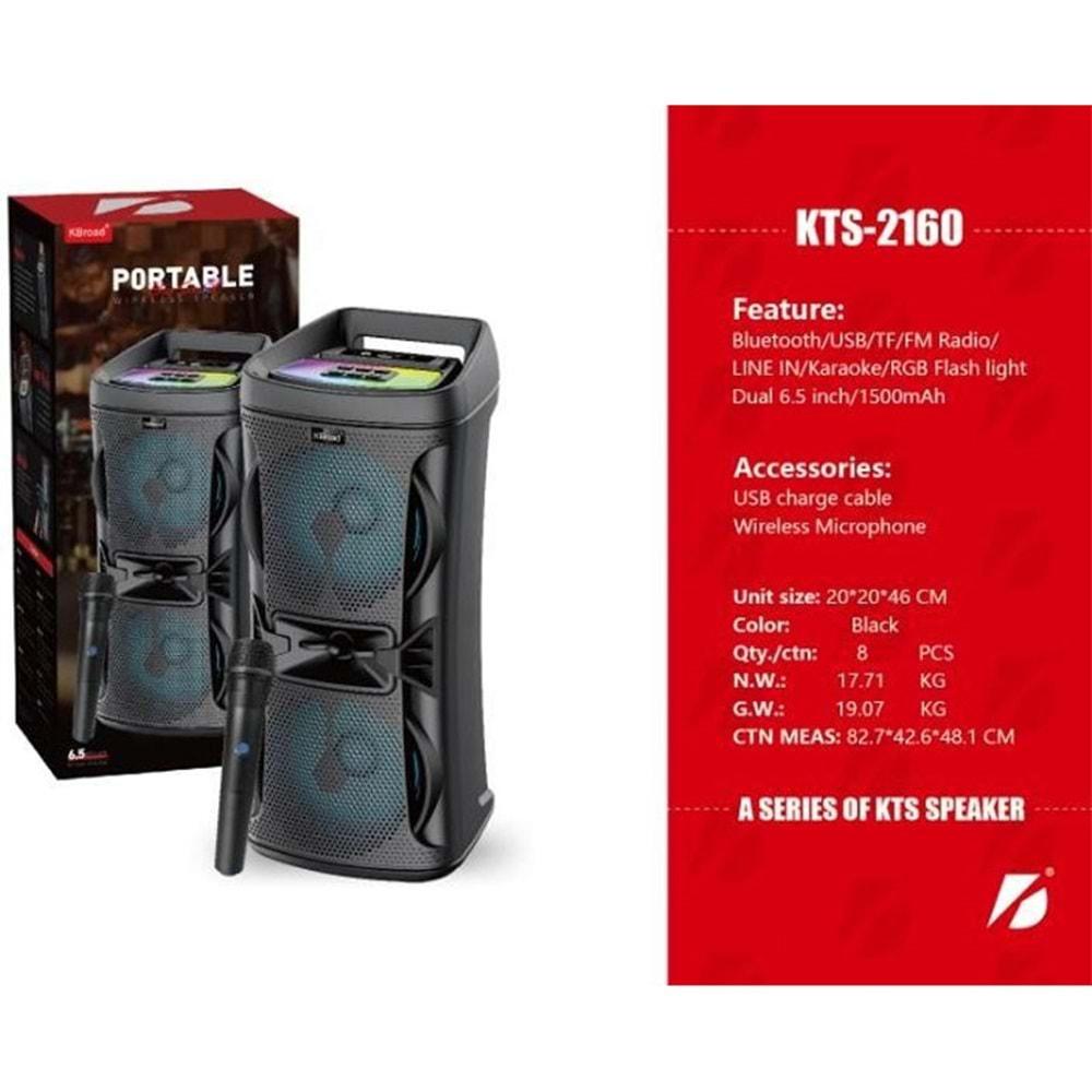 KTS-2160 Kablosuz Mikrofonlu Karaoke Bluetooth Hoparlörü