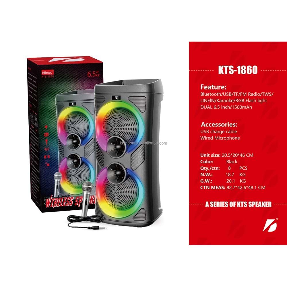KTS-1860 Kablolu Mikrofonlu Karaoke Bluetooth Hoparlörü