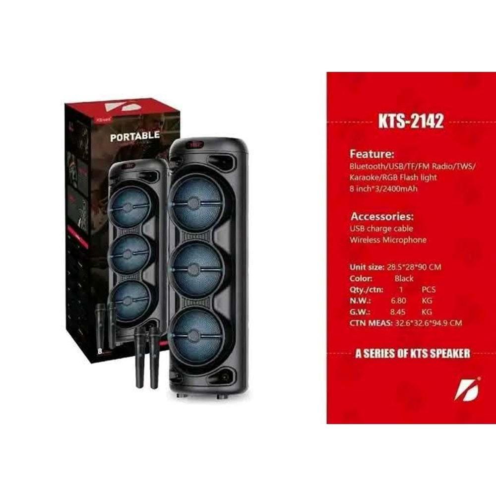 KTS-2142 Kablosuz Mikrofonlu Karaoke Bluetooth Hoparlörü