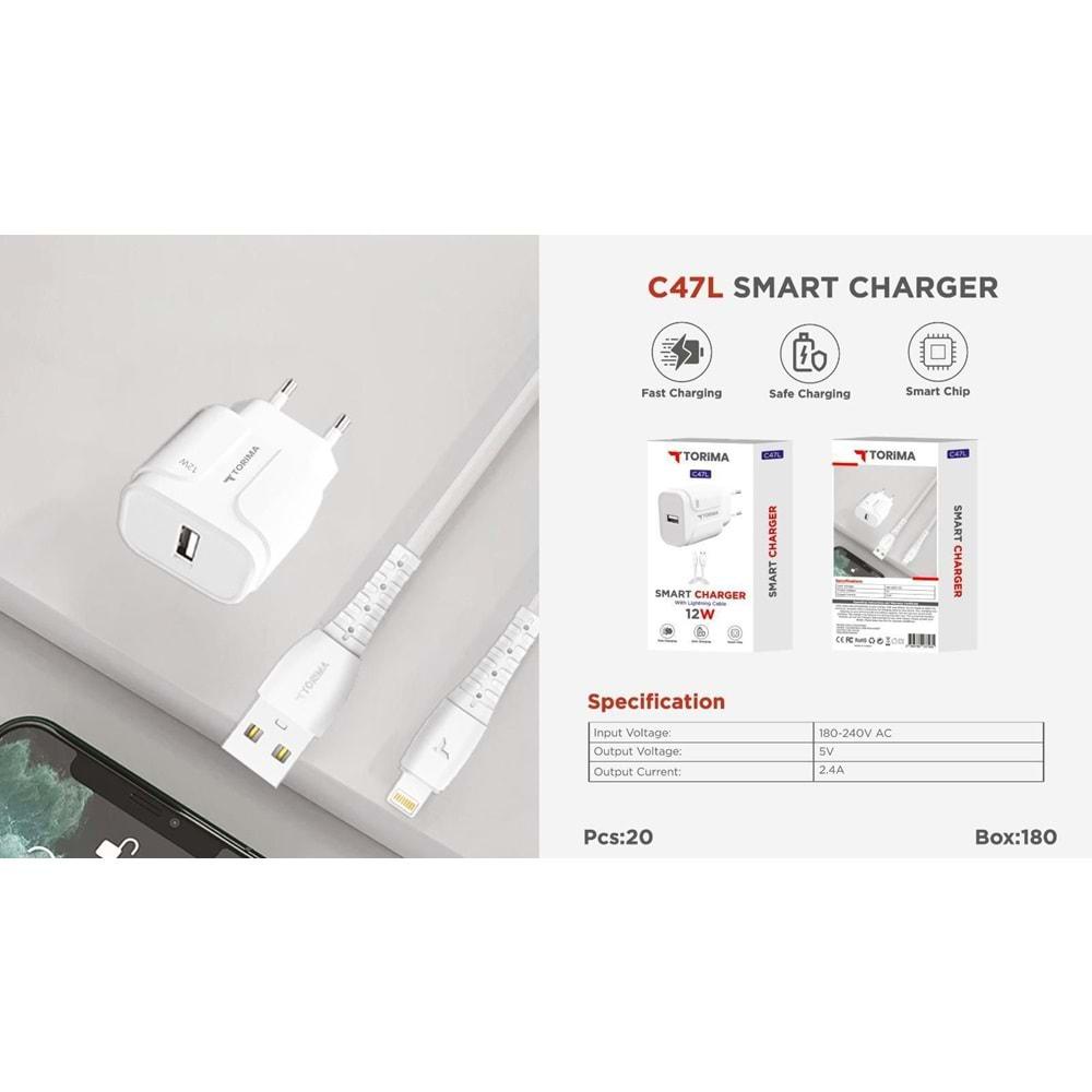 Torima C47L 12W 2.4A Lightning Ev Şarj Aleti