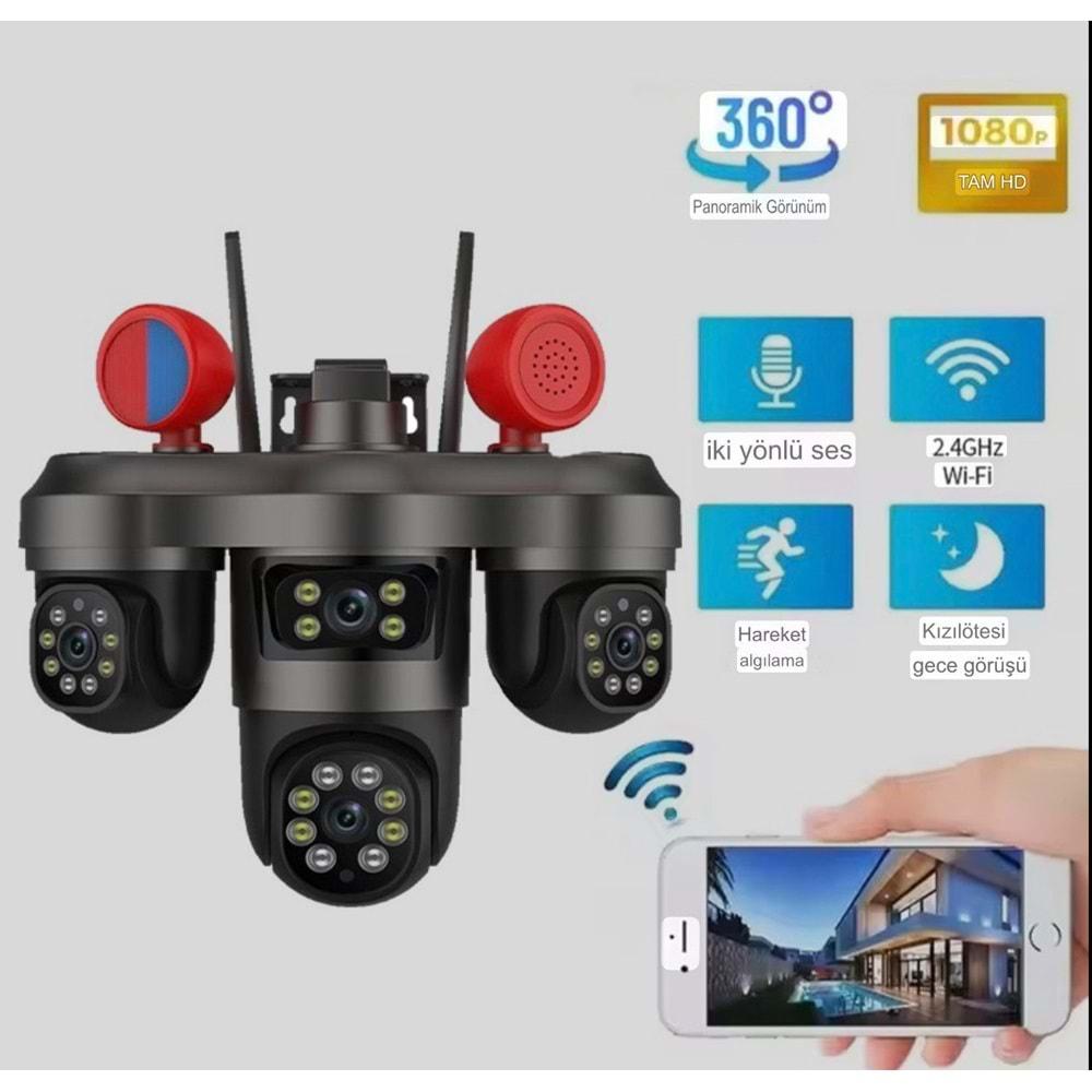 X5tech RX-55W 3kameralı Wifi Kamera (3 Kamera Motorize)(v380pro)