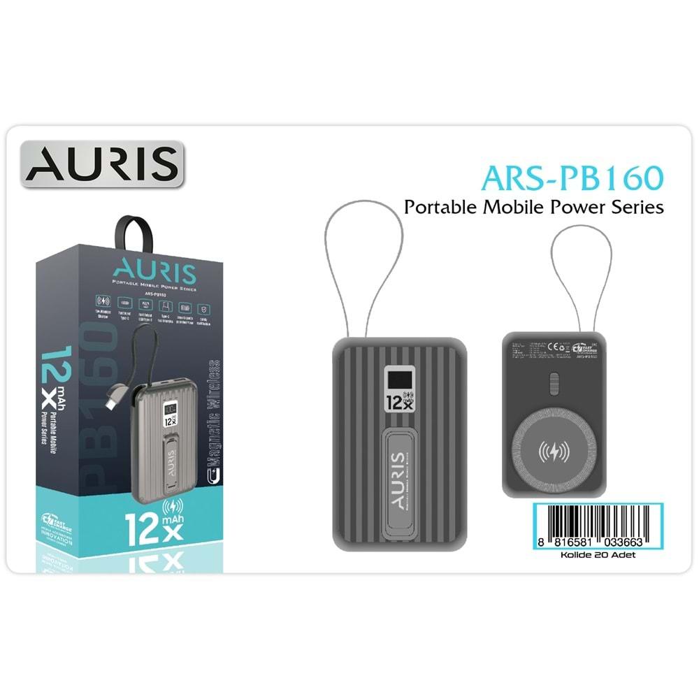 Auris ARS-PB160 12.000 Mah Magsafe Kablosuz 22.5W Hızlı Powerbank