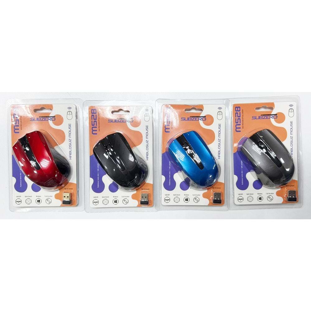 Subzero MS28 1600 Dpı Kablosuz Optik Mouse 4Renk