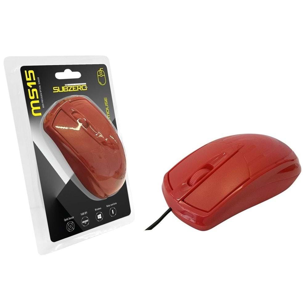 Subzero MS15 1600 Dpı Kablolu Renkli Mouse 4Renk