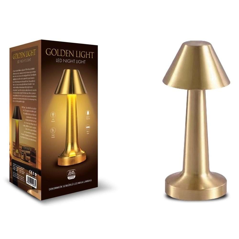 Subzero LP25 Yeni Nesil Mantar Lamba Metal Işık Ayarlı Dokunmatik 3 Işık Renkli Şarjlı Masa Lambası