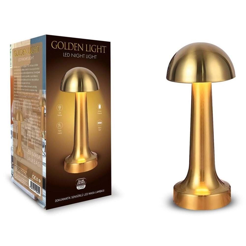 Subzero LP50 Yeni Nesil Mantar Lamba Metal Işık Ayarlı Dokunmatik 3 Işık Renkli Şarjlı Masa Lambası