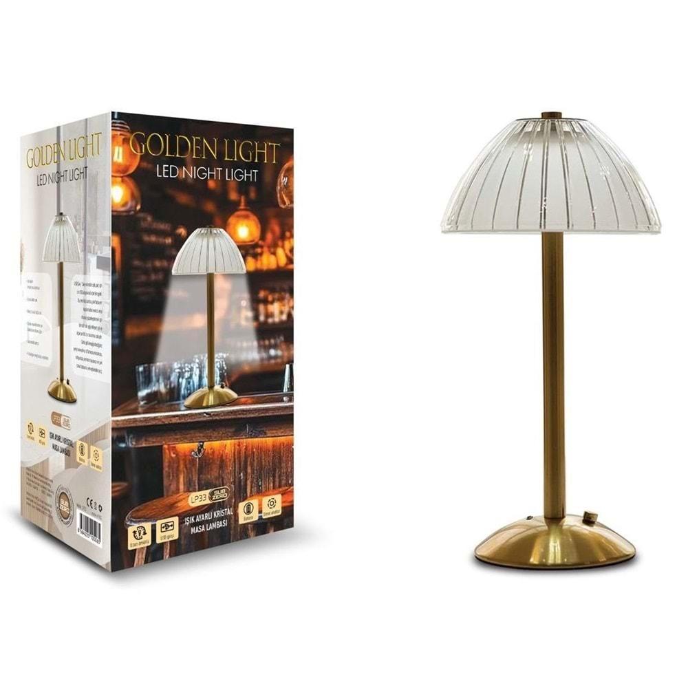 Subzero LP33 Oval Şapkalı Kristal Masa Lambası Dokunmatik 3 Işık Rengi Dim Edilebilir