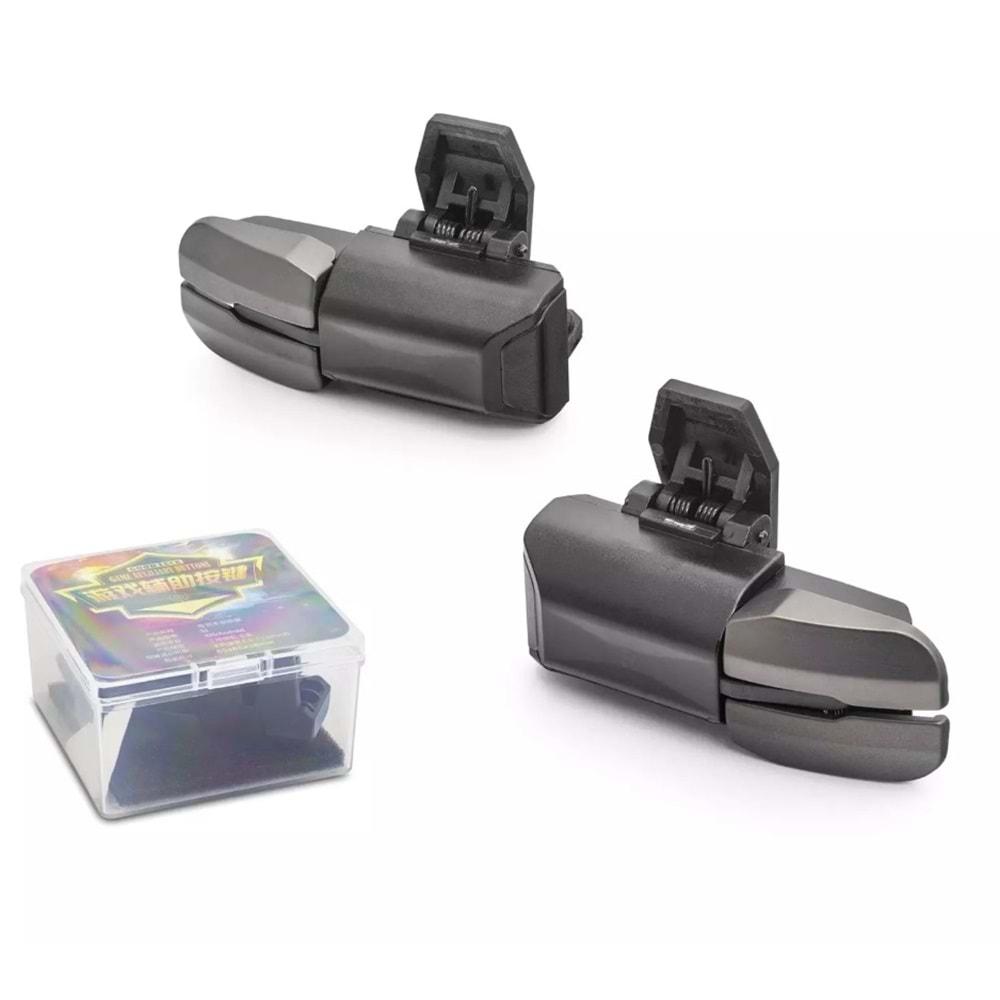 HADRON HDX3586 Altı Parmak Destekli Çift Butonlu Alaşım Metal Mobil Oyun Tetiği L1 R1 L2 R2 Ateş Butonu PUBG CoD Free Fire Uyumlu - Siyah