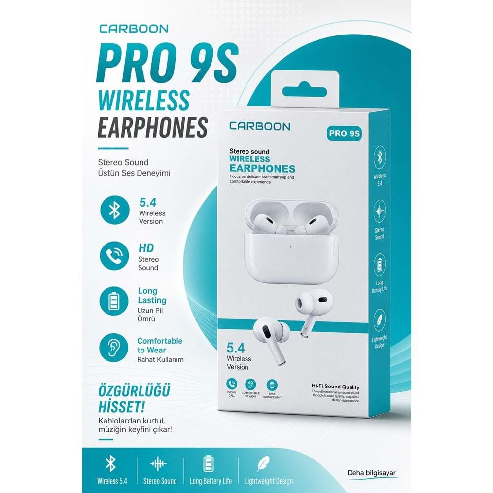 Carboon Pro9S Yeni Nesil Beyaz Bluetooth Kulaklık