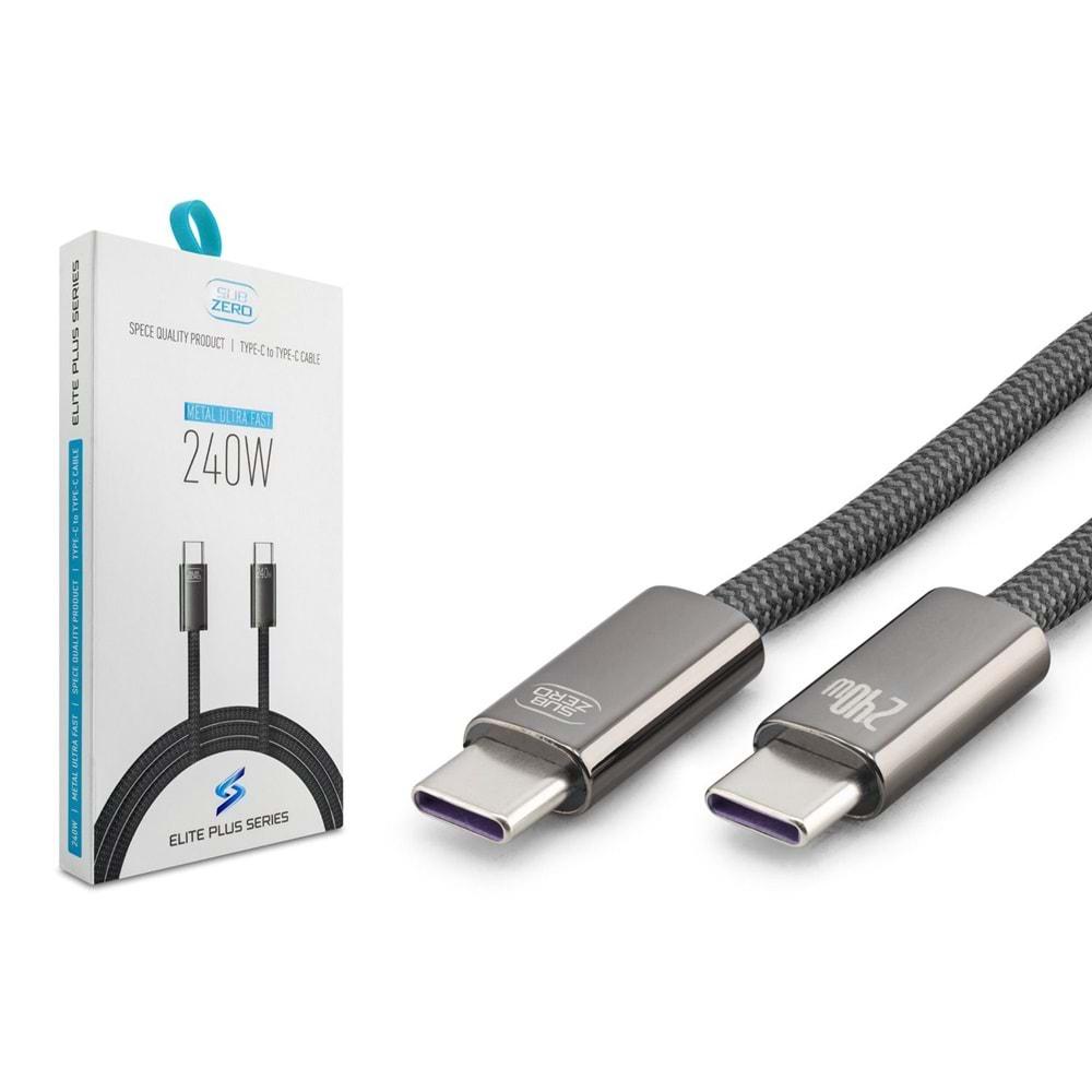 Subzero CL195 240W Örgülü Metal Başlık Type-C to Type-C Elite Plus Serisi