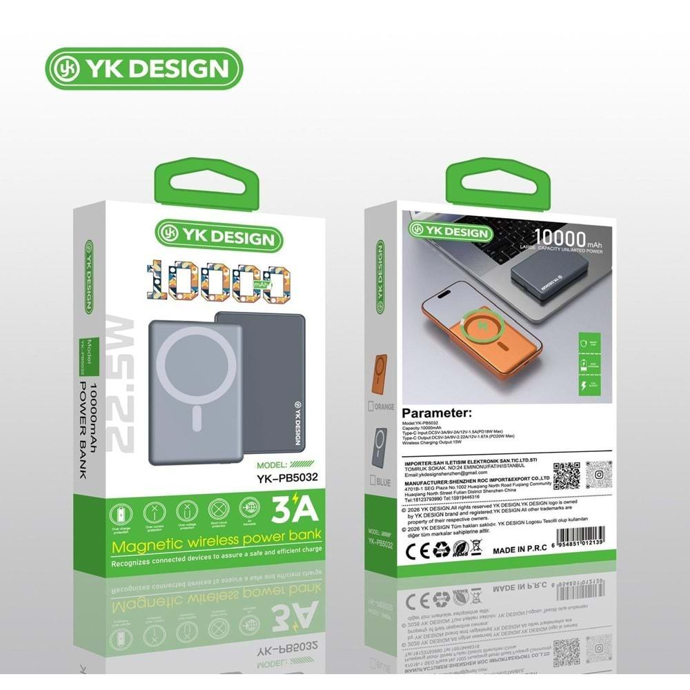 YK Design YK-PB5032 10.000 Mah 22.5W 3A Magsafe Powerbank