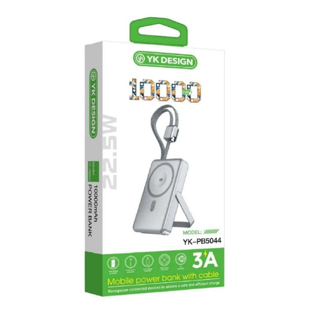 YK Design YK-PB5044 10000 mAh 22.5W Kablolu Lcd Göstergeli Stand Powerbank