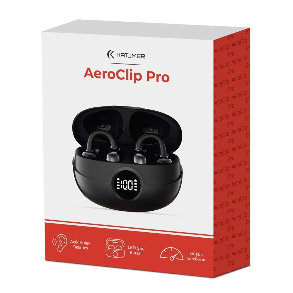 Katjmer AeroClip Pro Küpe Bluetooth 5.3 Kulaklık (Mor-Siyah)