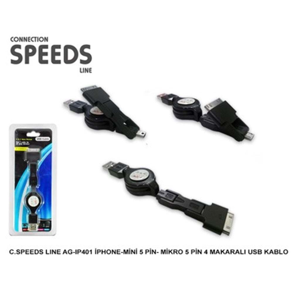 Speeds AG-IP401 Mini USB/ Micro USB / ipad Universal Şarj & Data Kablosu