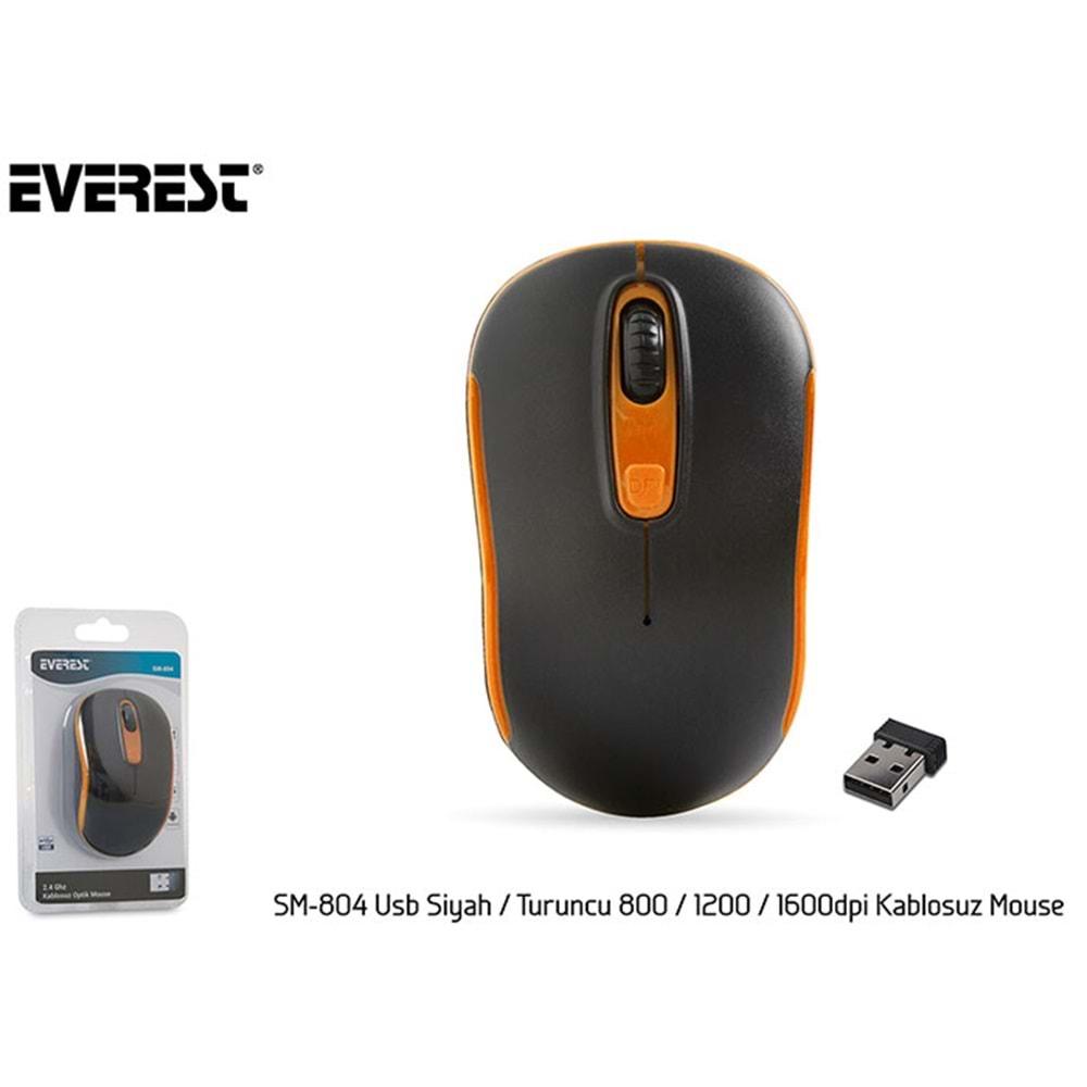 Everest SM-804 Usb 800/1200/1600dpi Kablosuz Mouse - Turuncu
