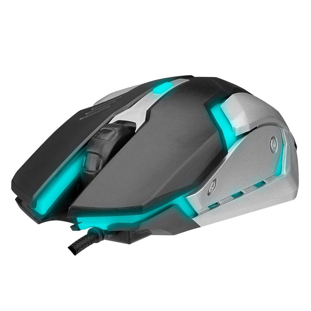 Everest SM-G72 Usb Siyah/Gümüş Işıklandırmalı Oyuncu Mouse