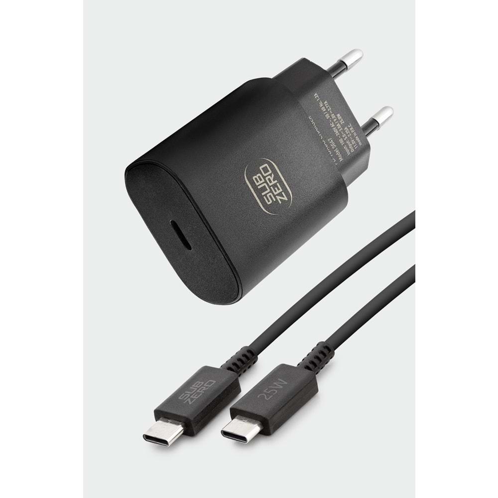 Subzero SG47 25W PD Type-C to Type-C (Turbo) Siyah Şarj Aleti