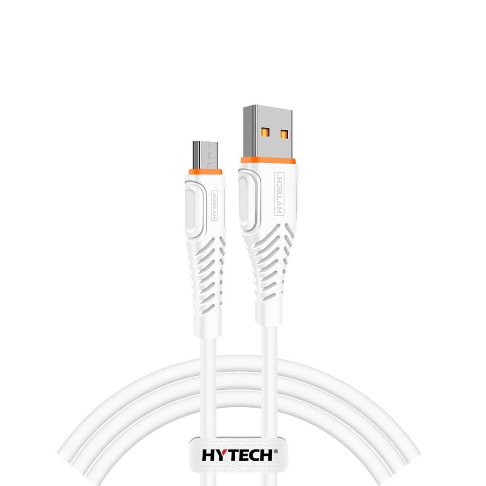 Hytech HY-X235 1.2M 3A Micro Usb Beyaz Data + Şarj Kablosu