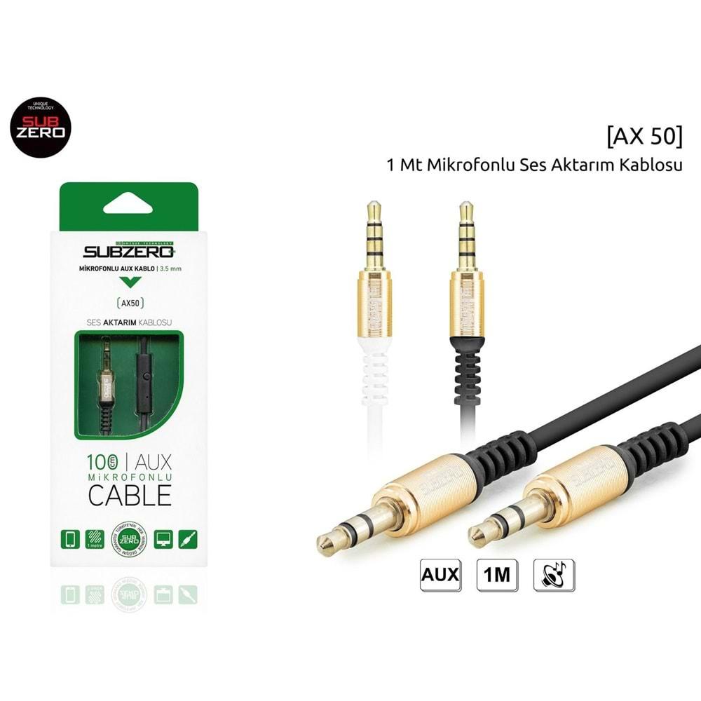 Subzero AX50 1mt Mikrofonlu Aux Kablo - Siyah