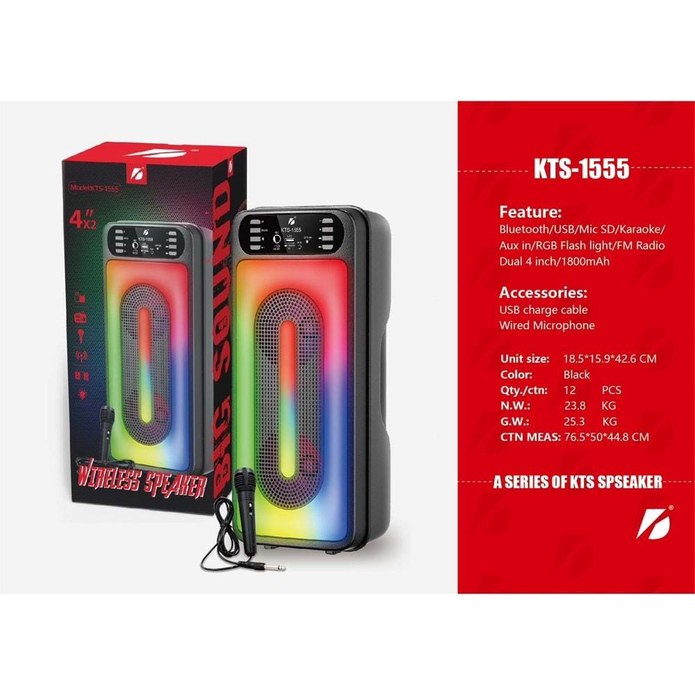 KTS-1555 Bluetooth/Usb/Sd Mikrofonlu Müzik Kutusu