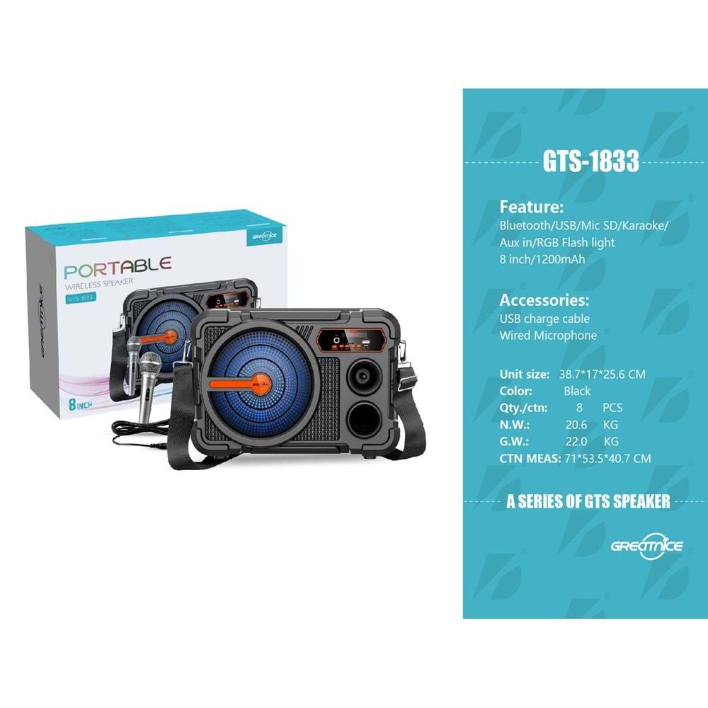 Subzero Grecıtnice GTS-1833 Bluetooth/Usb/Sd/Fm Müzik Kutusu Mikrofonlu