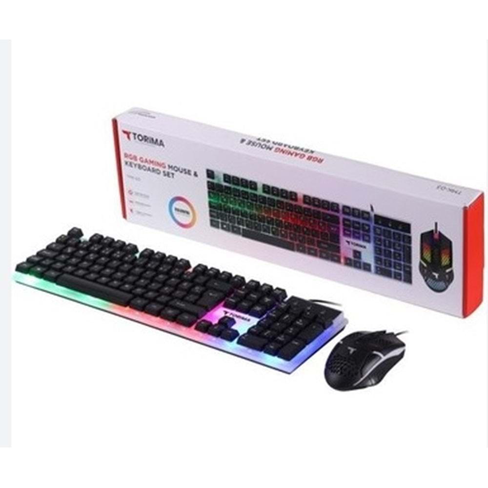 Torima TMK-03 Gaming Rgb Işıklı Kablolu Q Klavye Ve Mouse Seti Siyah/Beyaz