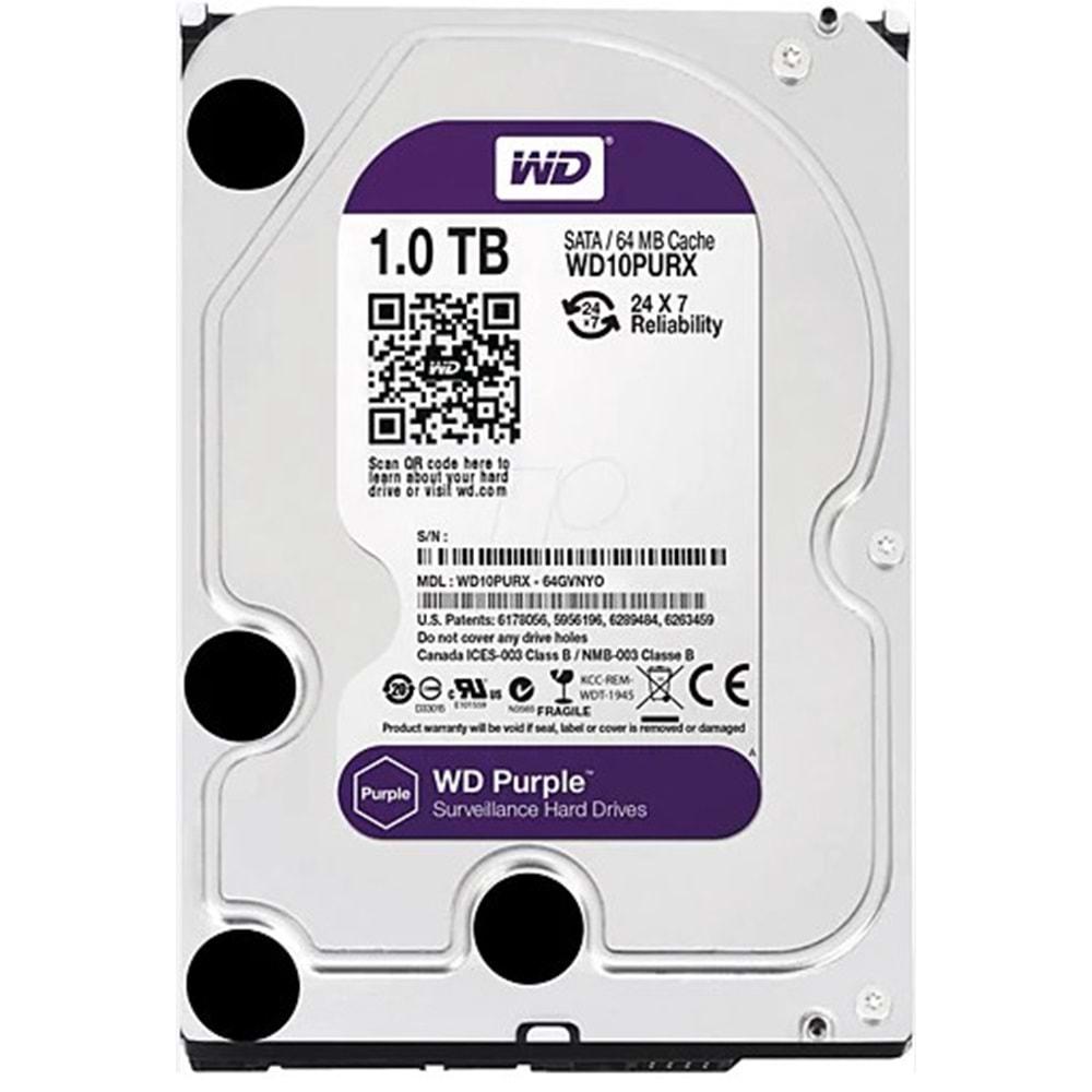 WD Purple WD10PURX 1TB 5400RPM Sata 3 64MB 3.5¨ Sabit Disk