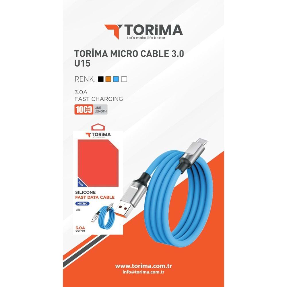 Torima U15 Silikon USB 3.0 Micro Hızlı Şarj Data Kablosu