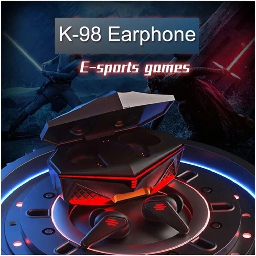 K-98 Led Işıklı Kulakiçi Kablosuz Bluetooth 5.0 Metal Kasa Gaming Kulaklık