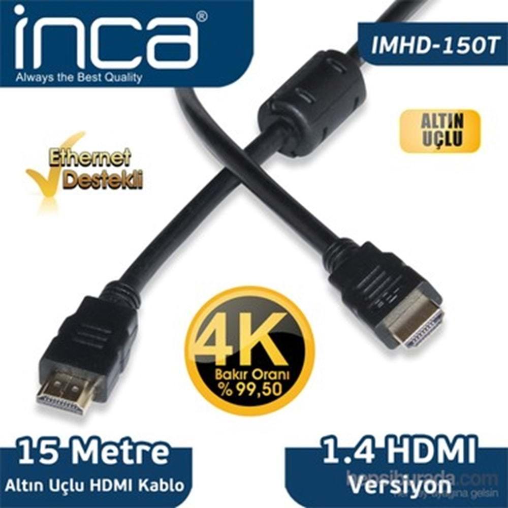 Inca IMHD-150T 15mt 4K 1,4 V 3 D Altın Uçlu Hdmı To Hdmı Kablo (99,5 Bakır)