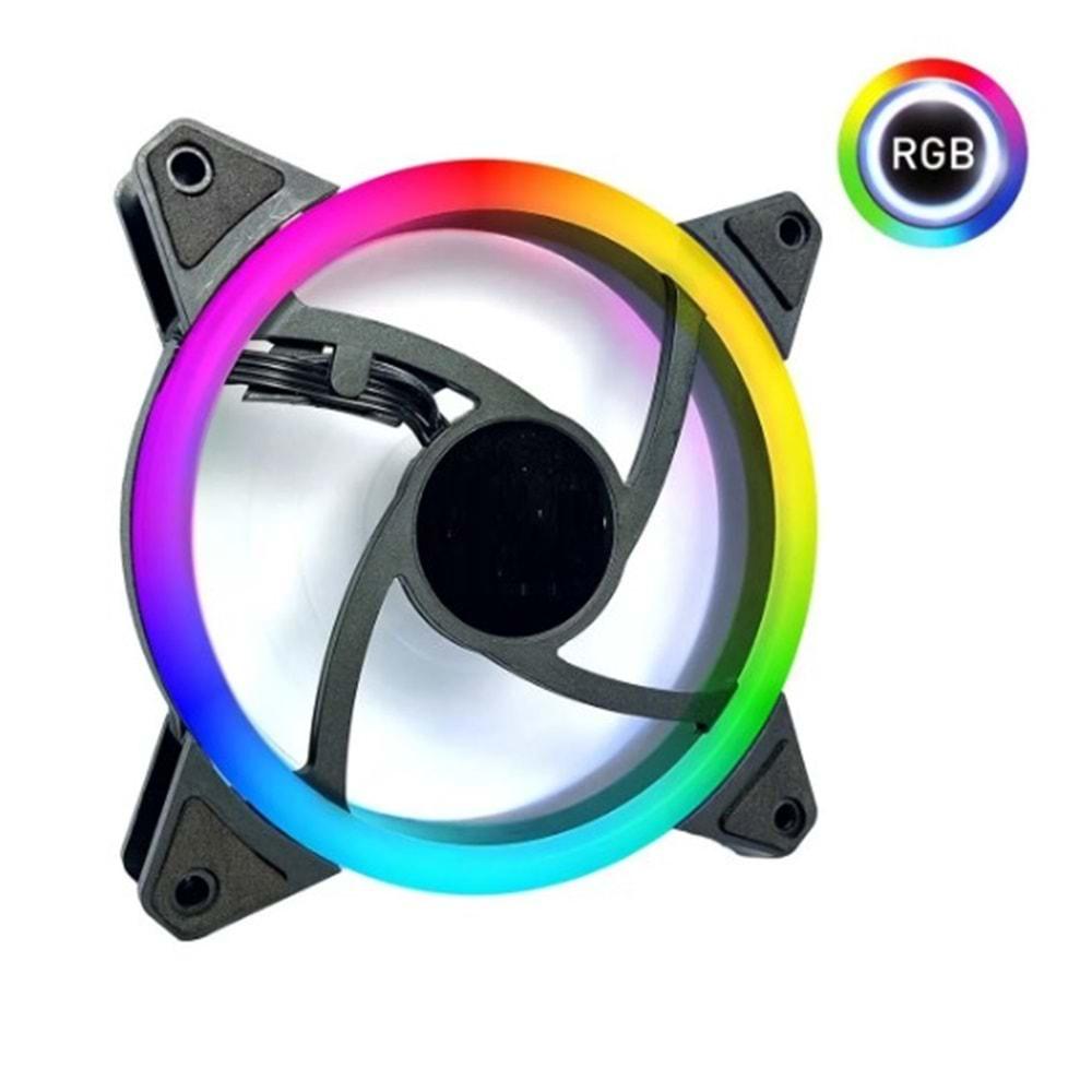 12cm Siyah RGB Renk Değiştiren 120mm Fan Molex LED Bilgisayar Kasa Fanı