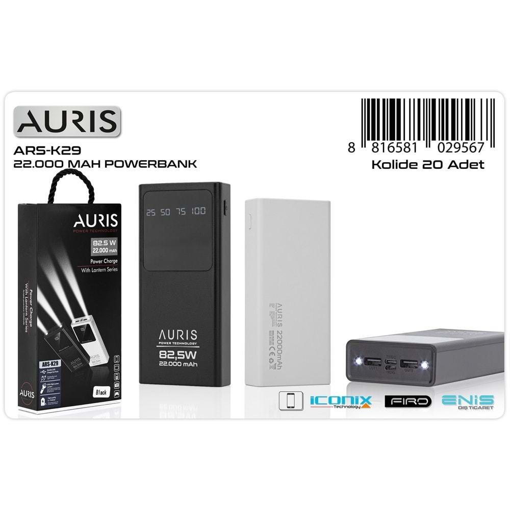 Auris K29 22.000 Mah Lcd+Fener Powerbank