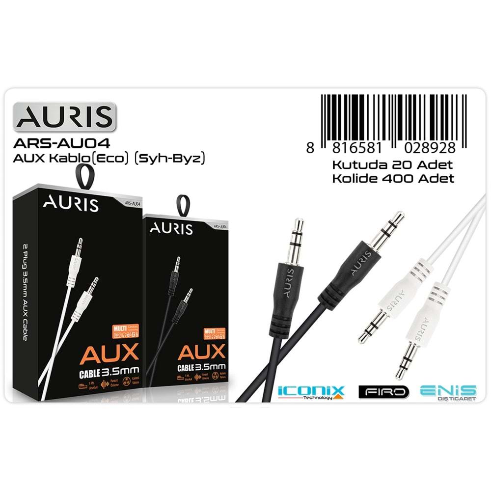 Auris ARS-AU04 Siyah/Beyaz 1mt Aux Kablo