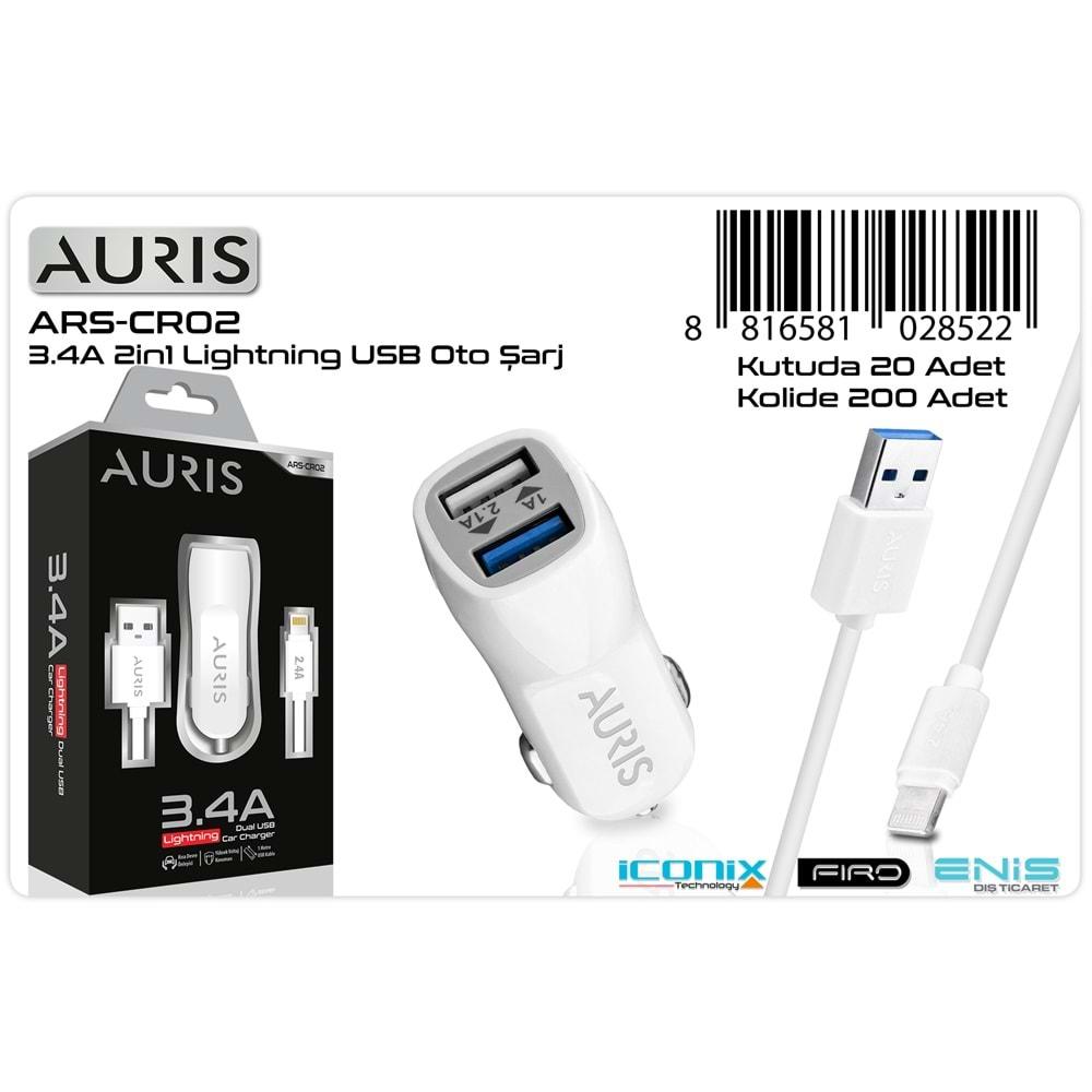 Auris ARS-CR02 3.4A Lightning Araç Şarj Aleti