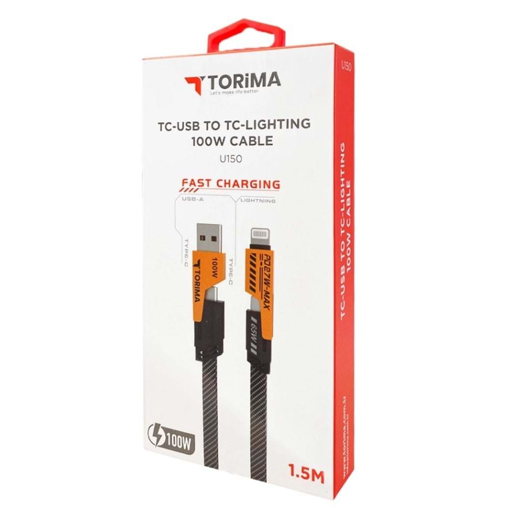 Torima U150 Type-C Usb To Type-C Lightning 100w 1.5m Şarj Kablosu