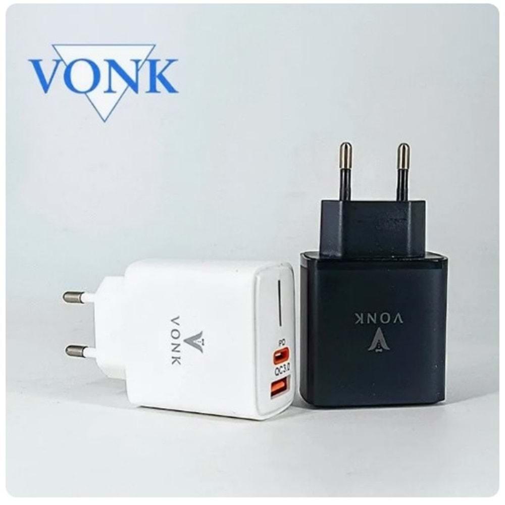 Vonk CD-09 PD 20W 3A Beyaz Fast Şarj Başlığı