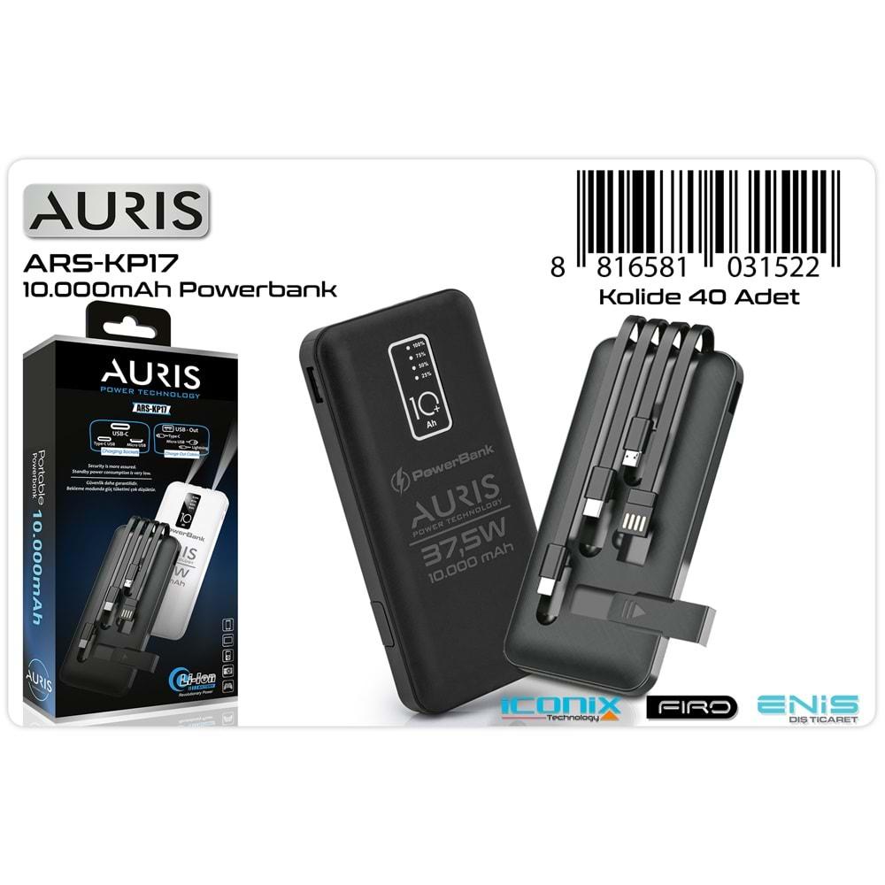 Auris KP17 10.000 Mah Kablolu Standlı Powerbank