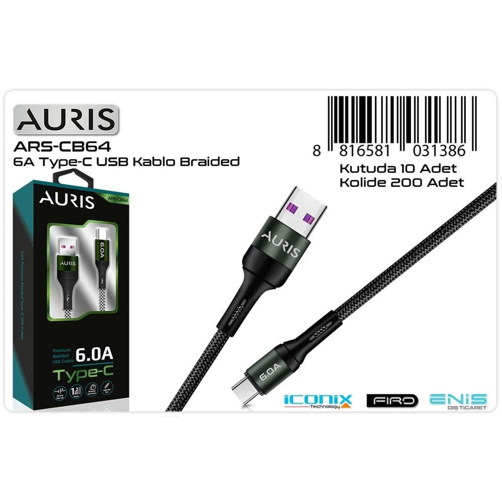 Auris CB64 6A Type-C Kablo Hasır Braided