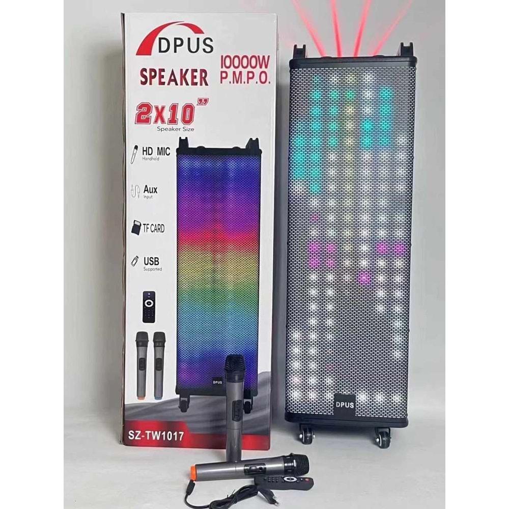 Dpus SZ-TW1017 Büyük Boy 2 Kablosuz mikrofonlu/Ledli/Bluetooth/Sd/Usb Müzik Kutusu