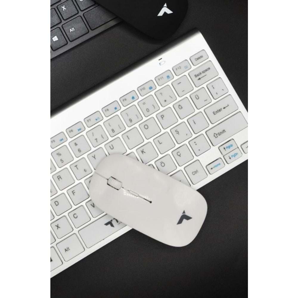 TORİMA TMK-05 Siyah/Beyaz Akıllı Kablosuz Klavye Mouse Seti