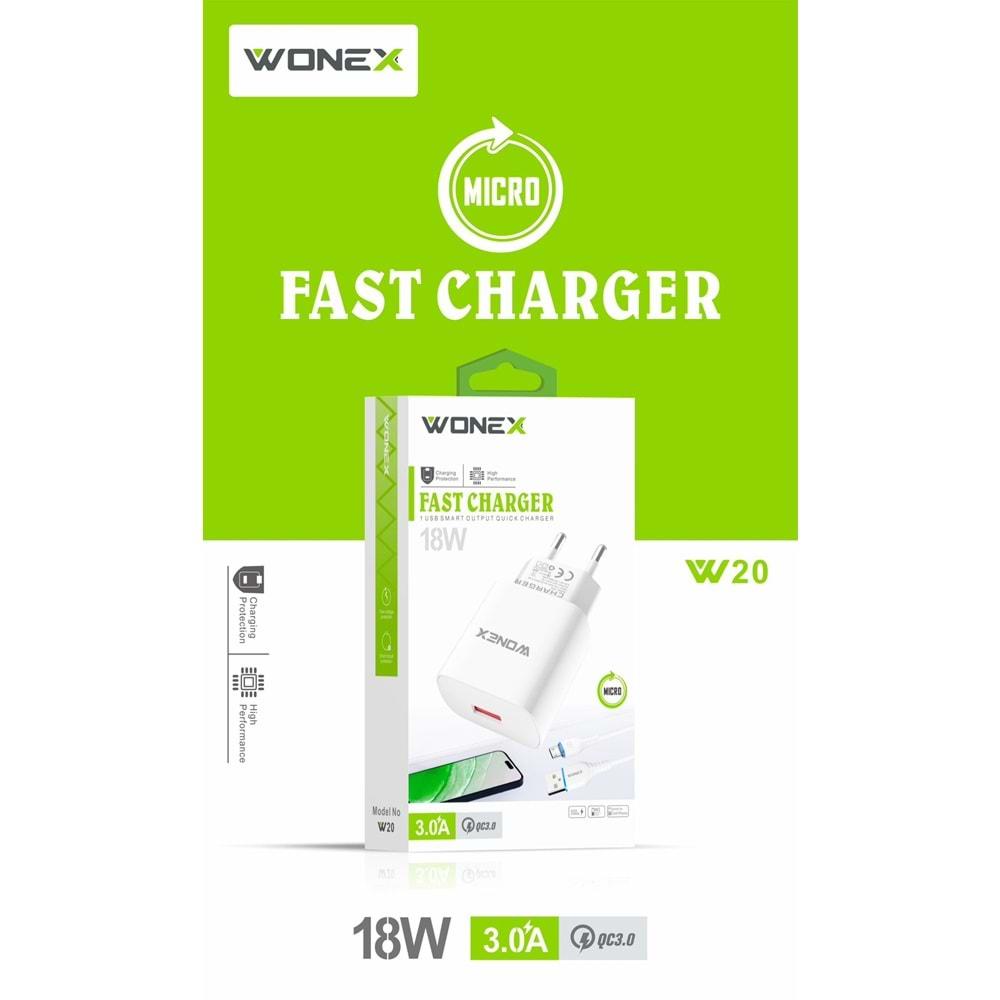 Wonex W21 Micro Ev Tipi 18W 3.0A Hızlı Şarj Aleti