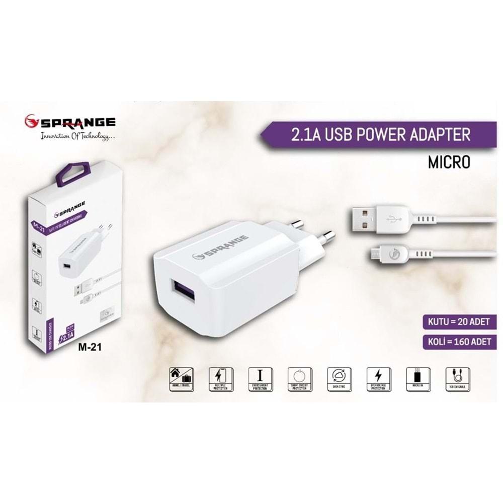 Sprange M-21 10.5W 2.1A Micro Ev Şarj Aleti