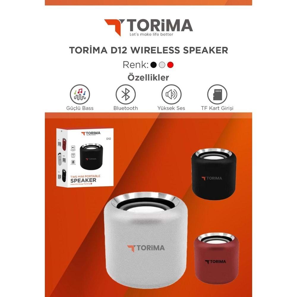 Torima D12 Taşınabilir Kablosuz Bluetooth Hoparlör