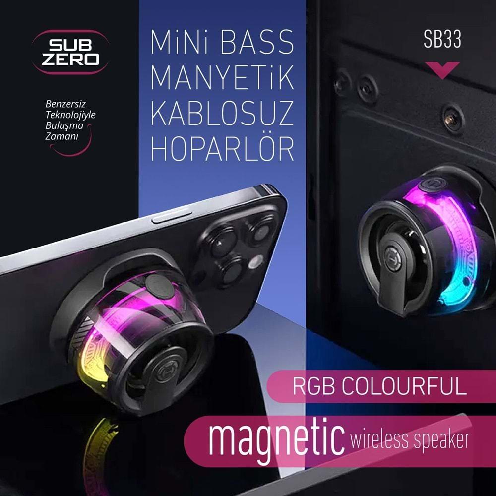 Subzero SB33 Taşınabilir Gaming RGB Magnetic Bluetooth Müzik Kutusu